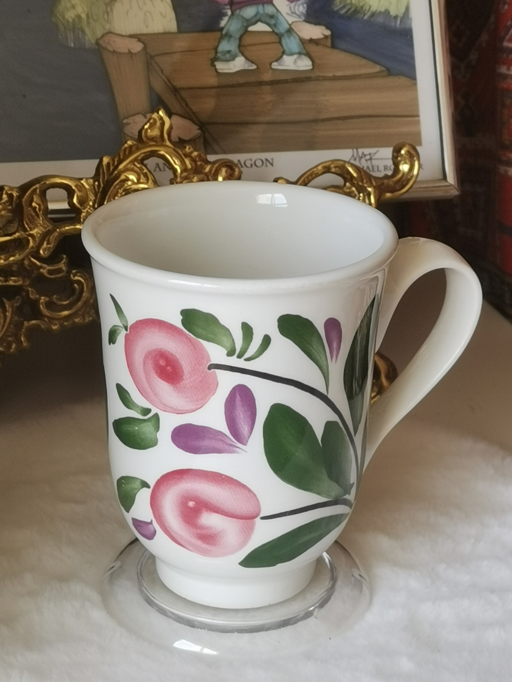 Portmeirion "Welsh Dresser" Mug with Pink Floral & Green Leaves Made In Britain - Picture 3 of 4